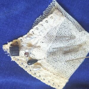 Vintage Elegant Pearl and Black Hat Pin  Set